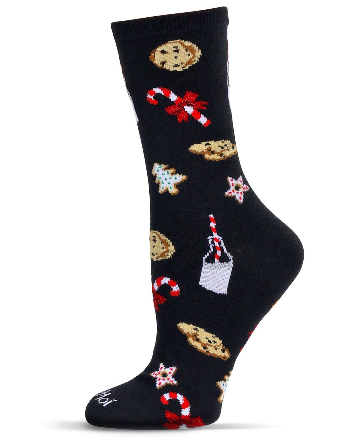 Women's Milk & Cookies Holiday Crew Socks : Color: Black