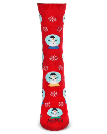 Women's Snow Globes Holiday Crew Socks : Color: Red