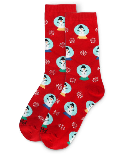 Women's Snow Globes Holiday Crew Socks : Color: Red