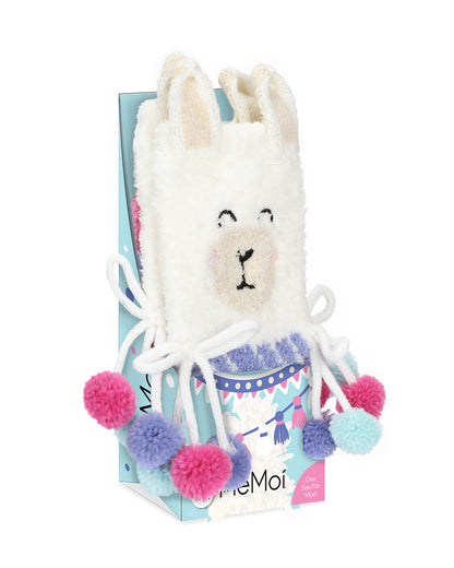 Women's Llama Embellished Critter Plush Crew Socks : Color: Ivory