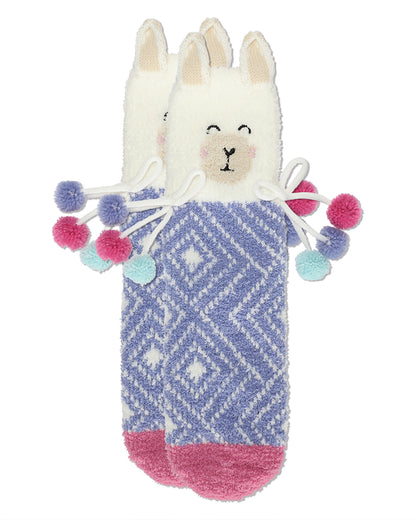 Women's Llama Embellished Critter Plush Crew Socks : Color: Ivory
