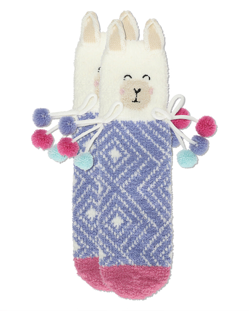 Women's Llama Embellished Critter Plush Crew Socks