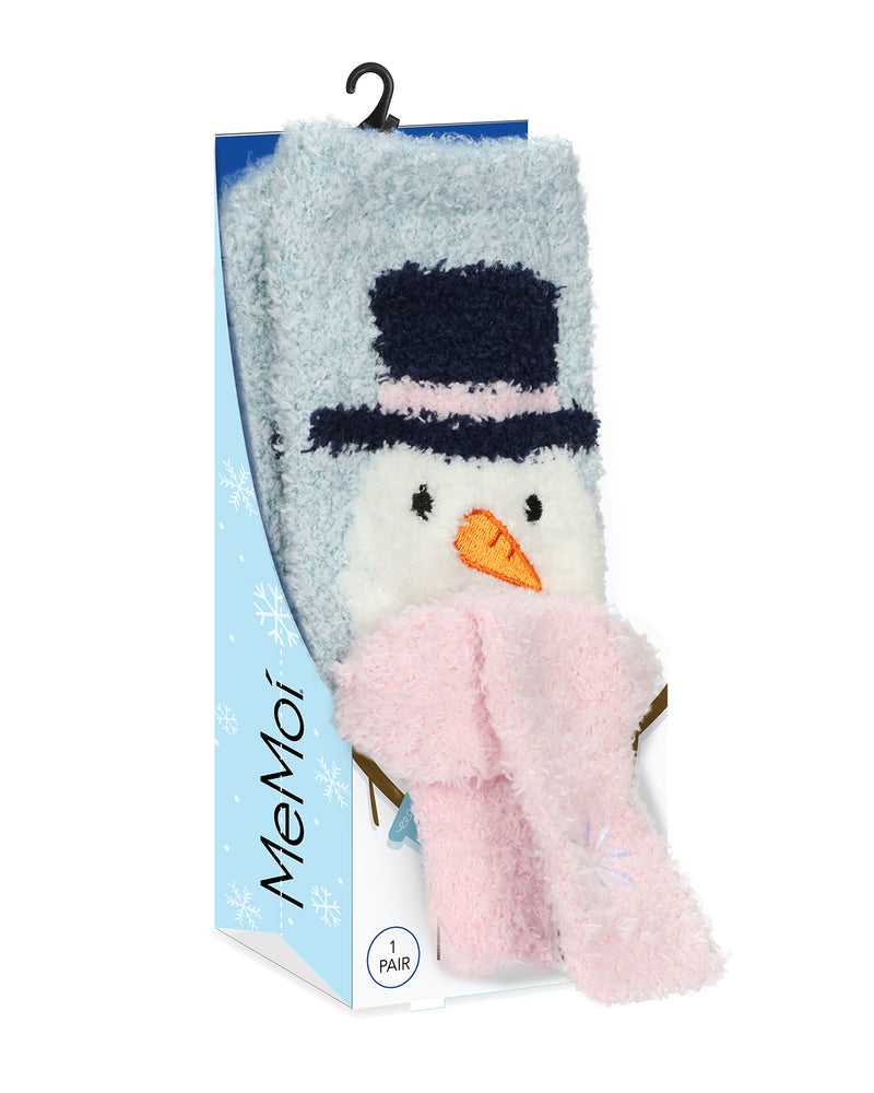 Women's Snowman Embellished Critter Plush Crew Socks