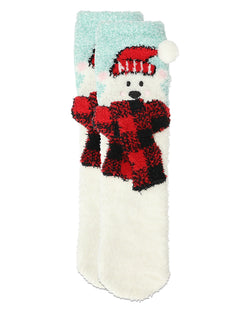 Women's Polar Bear Embellished Critter Plush Crew Socks