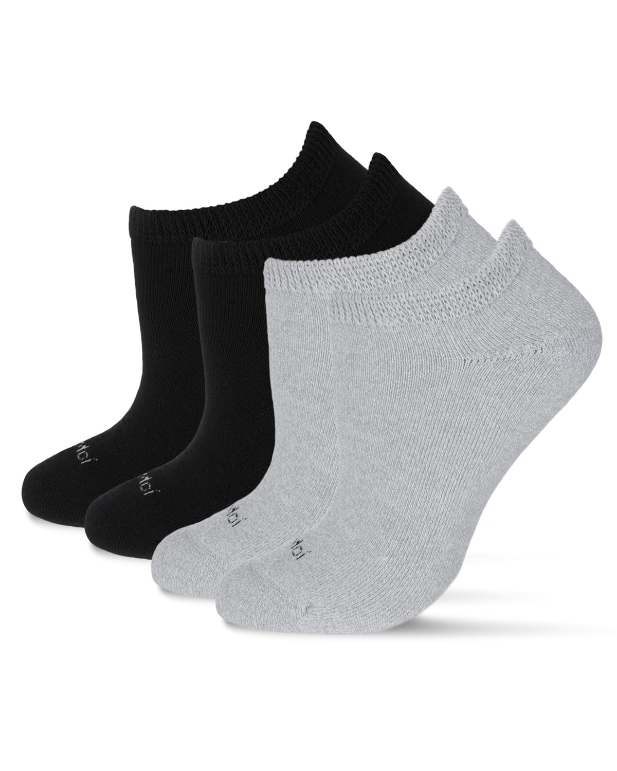 2 pair Unisex Diabetic Full Cushion Low Cut Socks : Color: Gray/Black