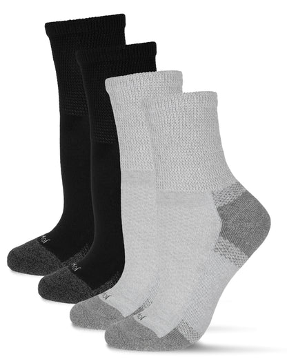 2 Pair Pack Unisex Diabetic Half Cushion Quarter Socks : Color: Gray/Black