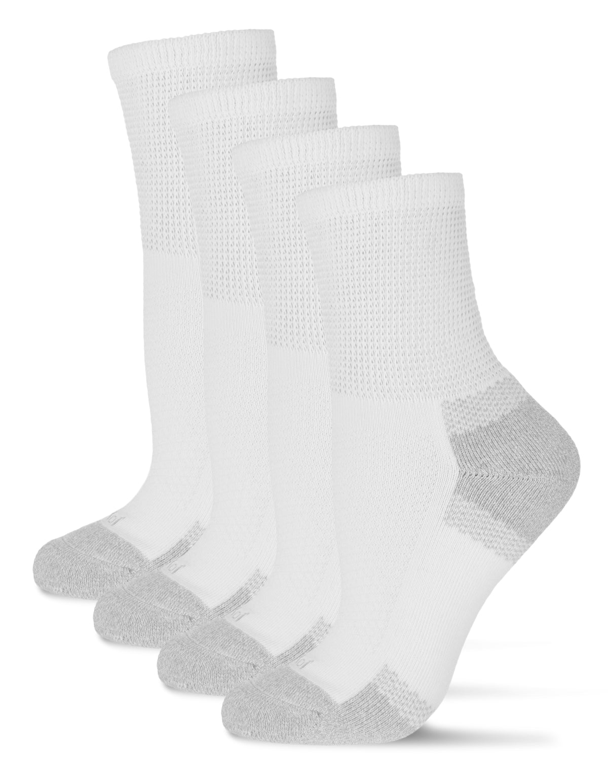 2 Pair Pack Unisex Diabetic Half Cushion Quarter Socks : Color: White/White