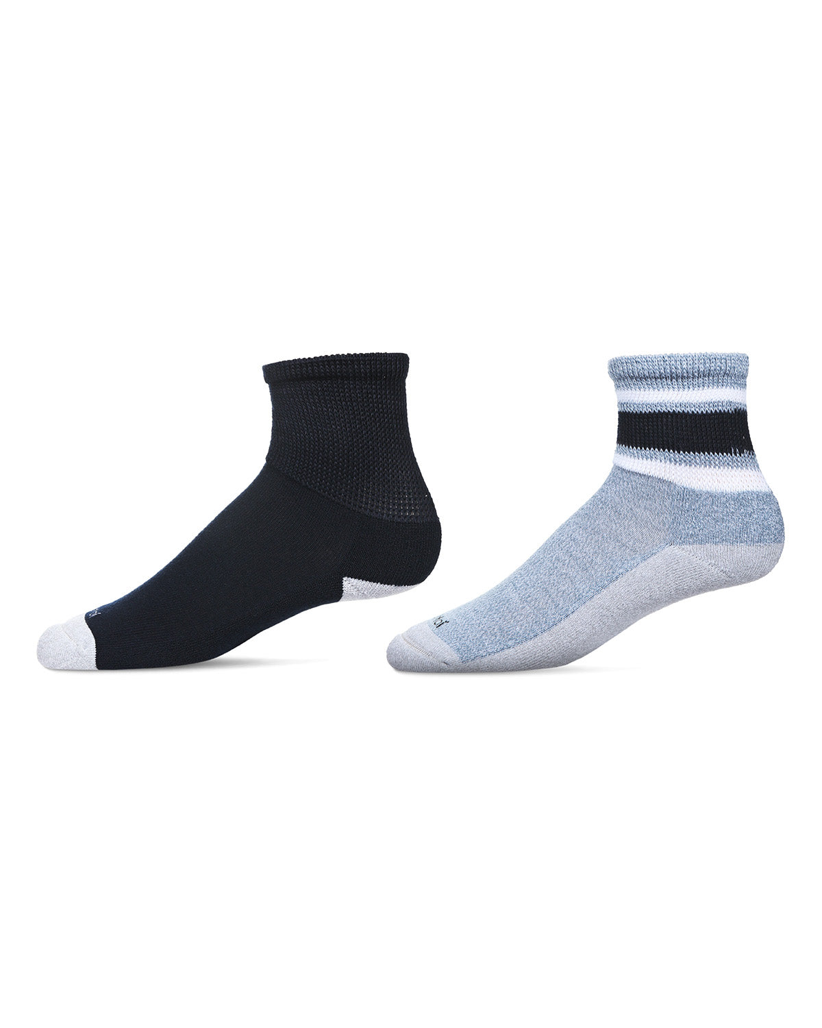 2 Pair Unisex Diabetic Vintage Stripe Half Cushion Quarter Socks : Color: Denim