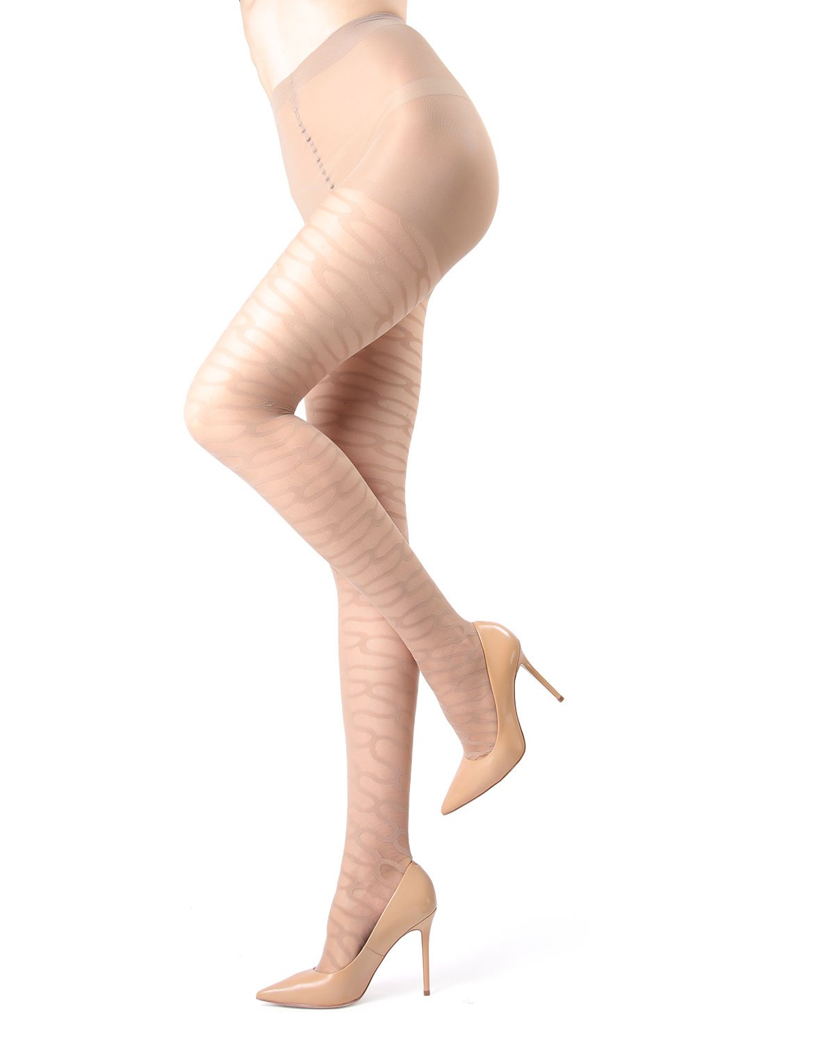 Bracket Flow Fashion Sheer Tights : Color: Nude/Nude