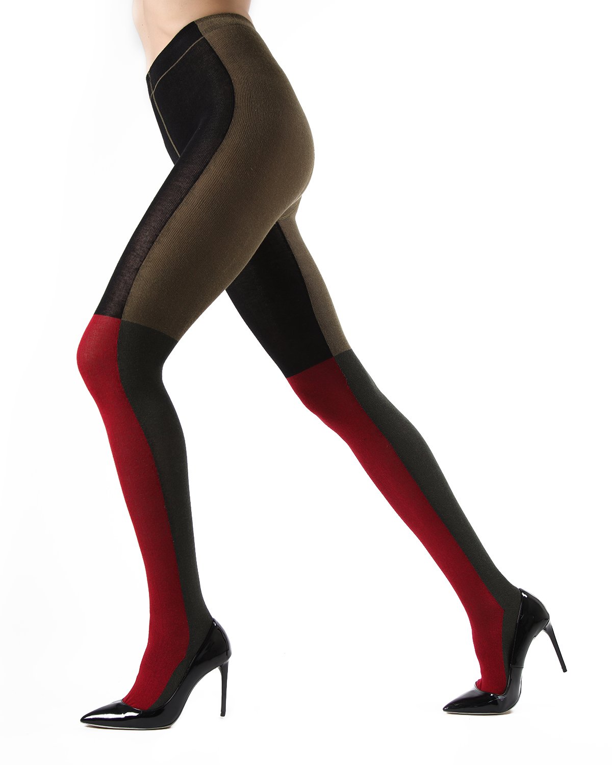 Blockbuster Color Block Opaque Tights : Color: Military Olive