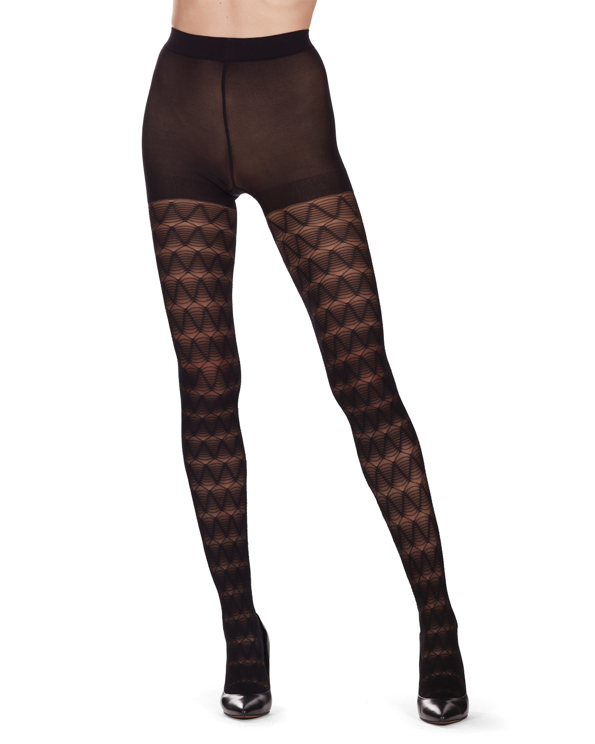 Ride That Wave Graphic Semi-Sheer Tights : Color: Black