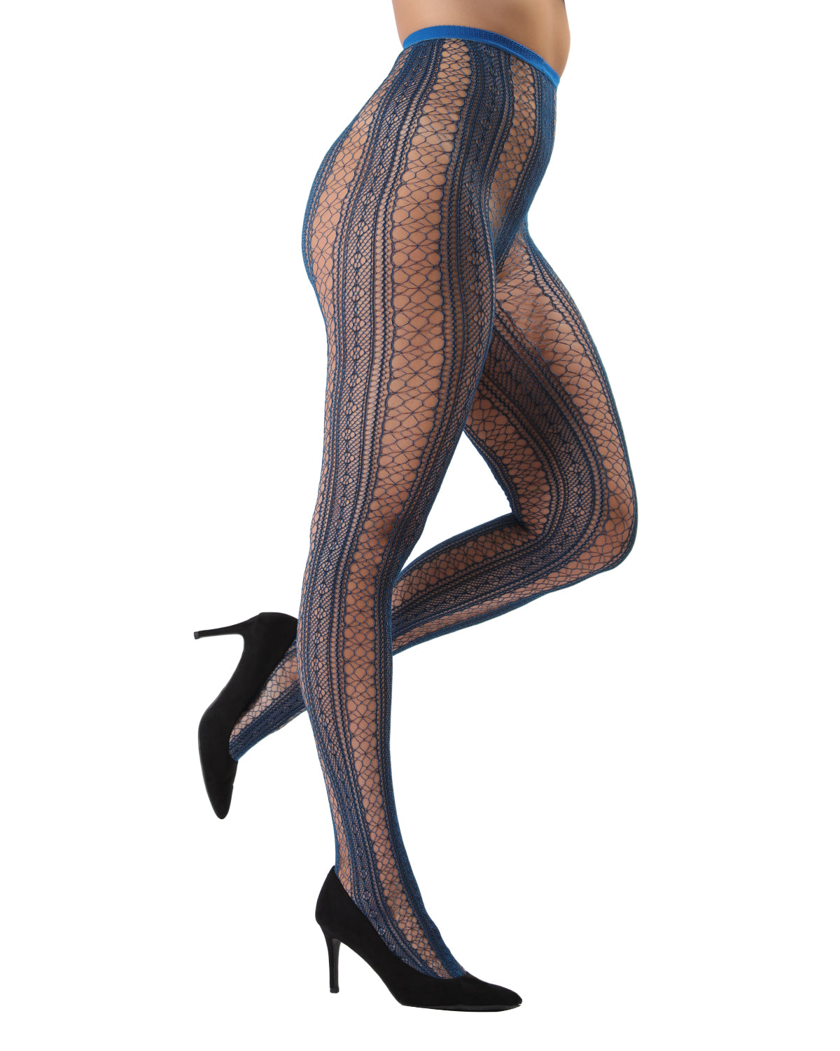 Epic Stripe Glamour Fishnet Tights : Color: Peacoat Blue