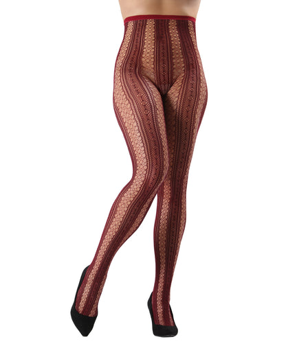 Epic Stripe Glamour Fishnet Tights : Color: Biking Red
