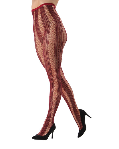 Epic Stripe Glamour Fishnet Tights : Color: Biking Red