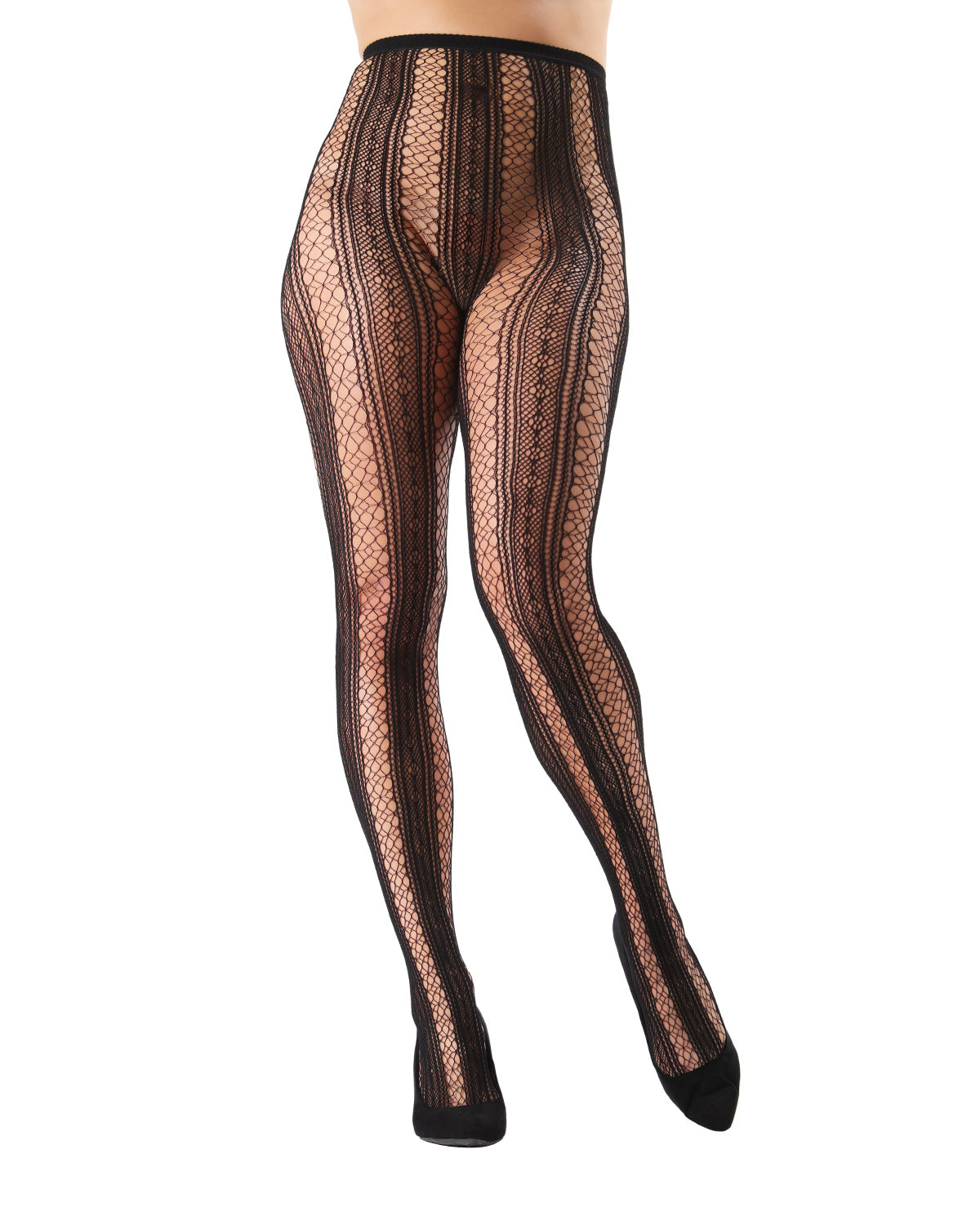 Epic Stripe Glamour Fishnet Tights : Color: black