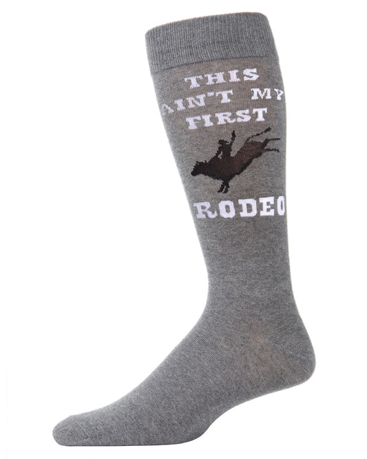 Men's Aint' My First Rodeo Bamboo Blend Novelty Crew Sock : Color: Medium Gray Heather