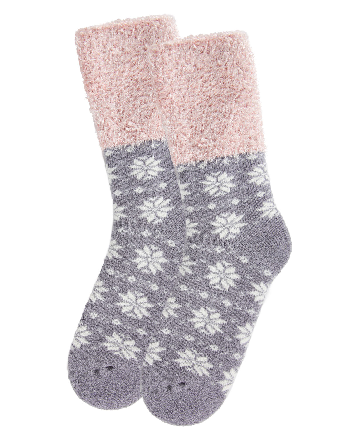 Women's Snowflake Fair Isle Plush Cabin Socks : Color: Tango Red