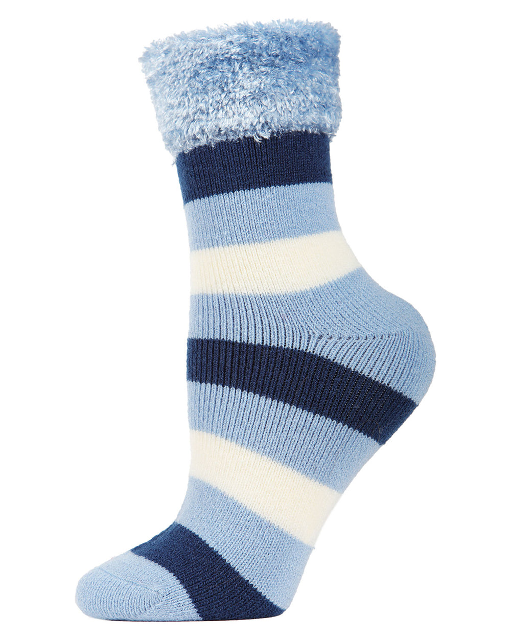 Women's Multi Stripe Plush Cabin Socks : Color: Dusty Blue