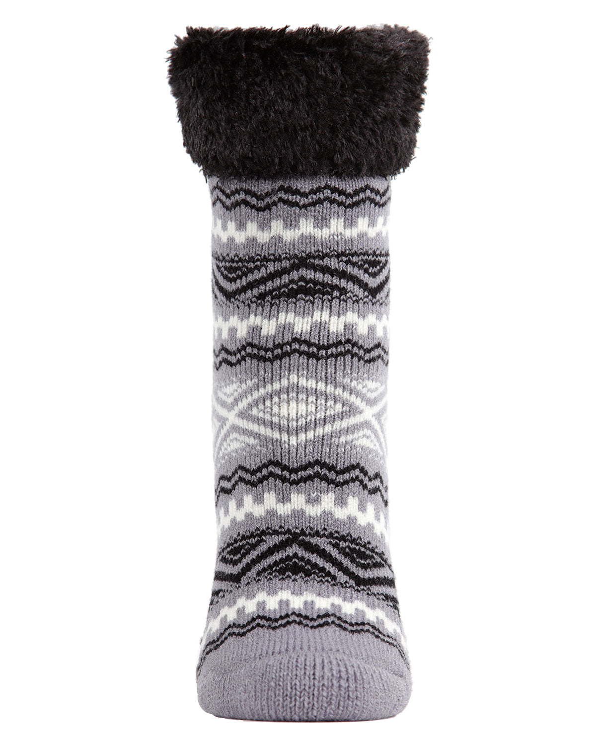 Women's Aztec Fair Isle Plush Cabin Socks : Color: Alloy