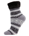 Women's Aztec Fair Isle Plush Cabin Socks : Color: Alloy