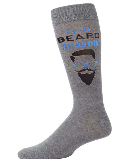 Men's It's Beard Season Bamboo Blend Novelty Crew Sock : Color: Medium Gray Heather