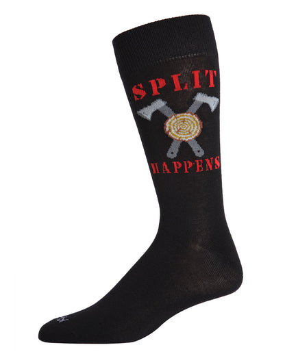 Men's Split Happens Bamboo Blend Novelty Crew Sock : Color: Black