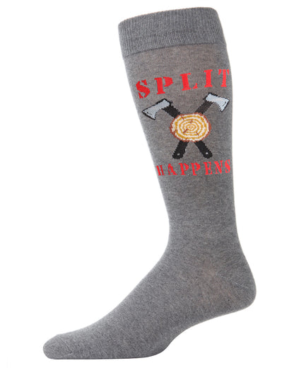 Men's Split Happens Bamboo Blend Novelty Crew Sock : Color: Medium Gray Heather