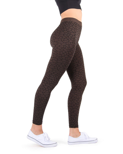 Gobi Unique Mudcrack Snakeskin Cotton Blend Leggings : Color: Black