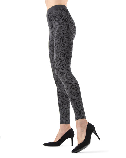 Mulga High-Waisted Black Snakeskin Leggings : Color: Black