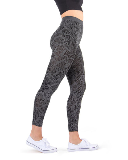 Mulga High-Waisted Black Snakeskin Leggings : Color: Black