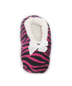 MeMoi Zebra Fluff Low Cut Sherpa Lined Slippers