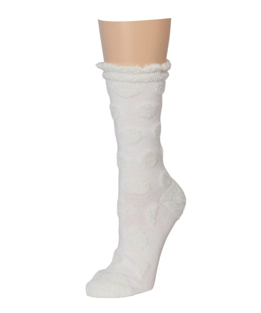 Raised Polka Dot Cotton Blend Crew Sock : Color: Winter White