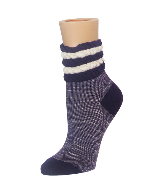 Layered Scrunch Cotton Blend Shortie Sock : Color: Blackberry Cordial