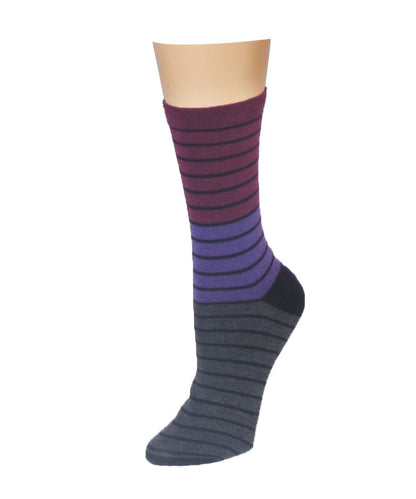 Women's Shaded Stripes Wool Blend Crew Socks : Color: Picasso Lilly