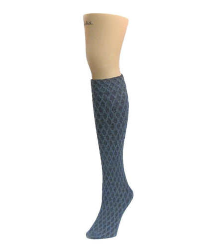 Exotic Diamond Opaque Knee High Socks : Color: Black Heather