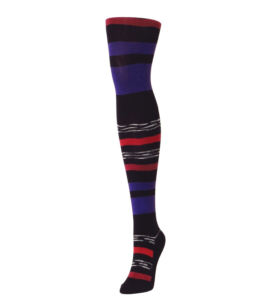 Stripe Palette Cotton Blend Sweater Tights : Color: Black
