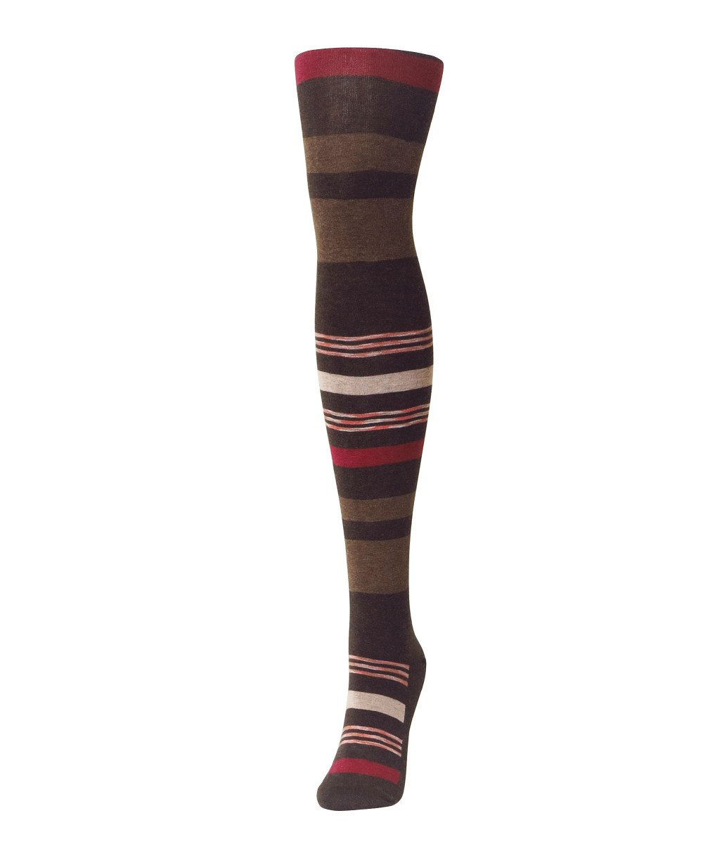 Stripe Palette Cotton Blend Sweater Tights : Color: Brown Heather