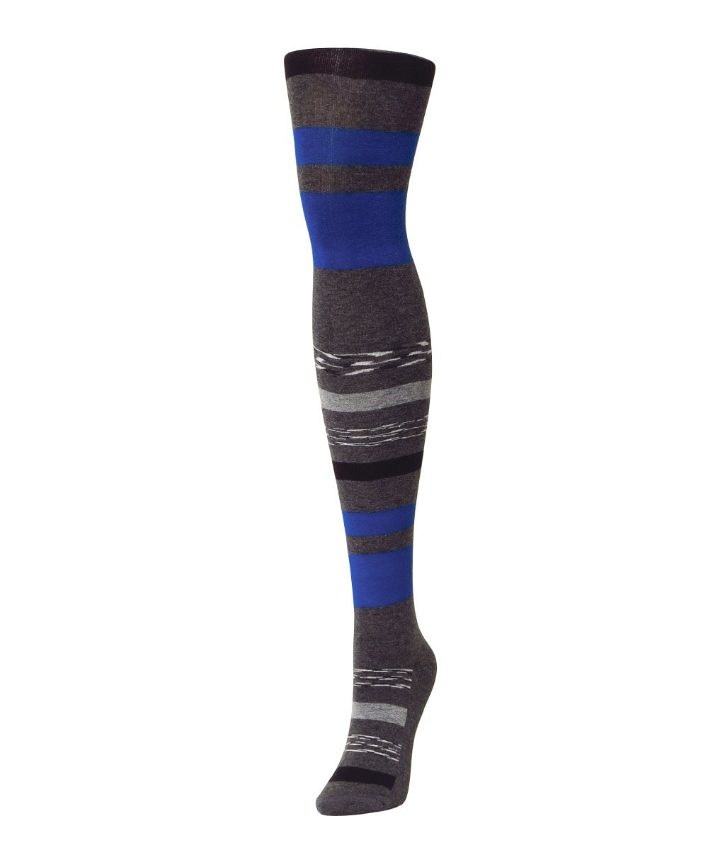 Stripe Palette Cotton Blend Sweater Tights : Color: Dark Gray Heather