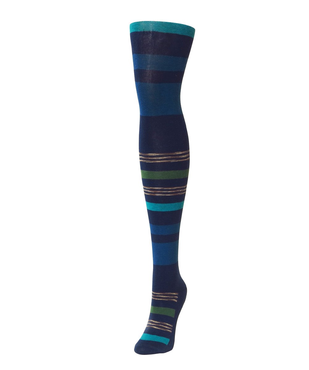 Stripe Palette Cotton Blend Sweater Tights : Color: Peacoat