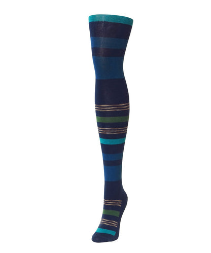 Stripe Palette Cotton Blend Sweater Tights : Color: Peacoat