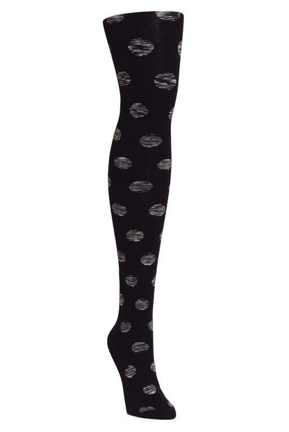 Dotted Blend Opaque Cotton Sweater Tights : Color: Black