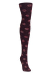 Dotted Blend Opaque Cotton Sweater Tights : Color: Fig