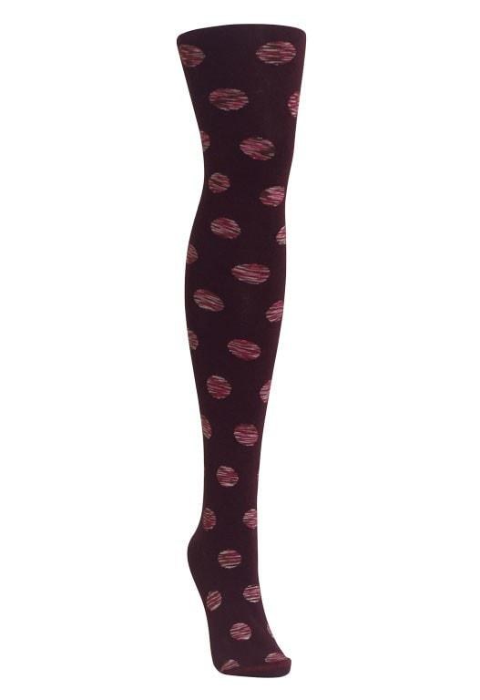 Dotted Blend Opaque Cotton Sweater Tights : Color: Fig