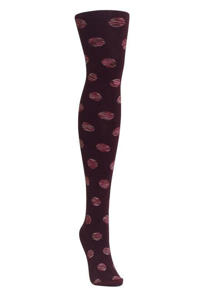 Dotted Blend Opaque Cotton Sweater Tights : Color: Fig