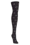 Dotted Blend Opaque Cotton Sweater Tights : Color: Dark Gray Heather