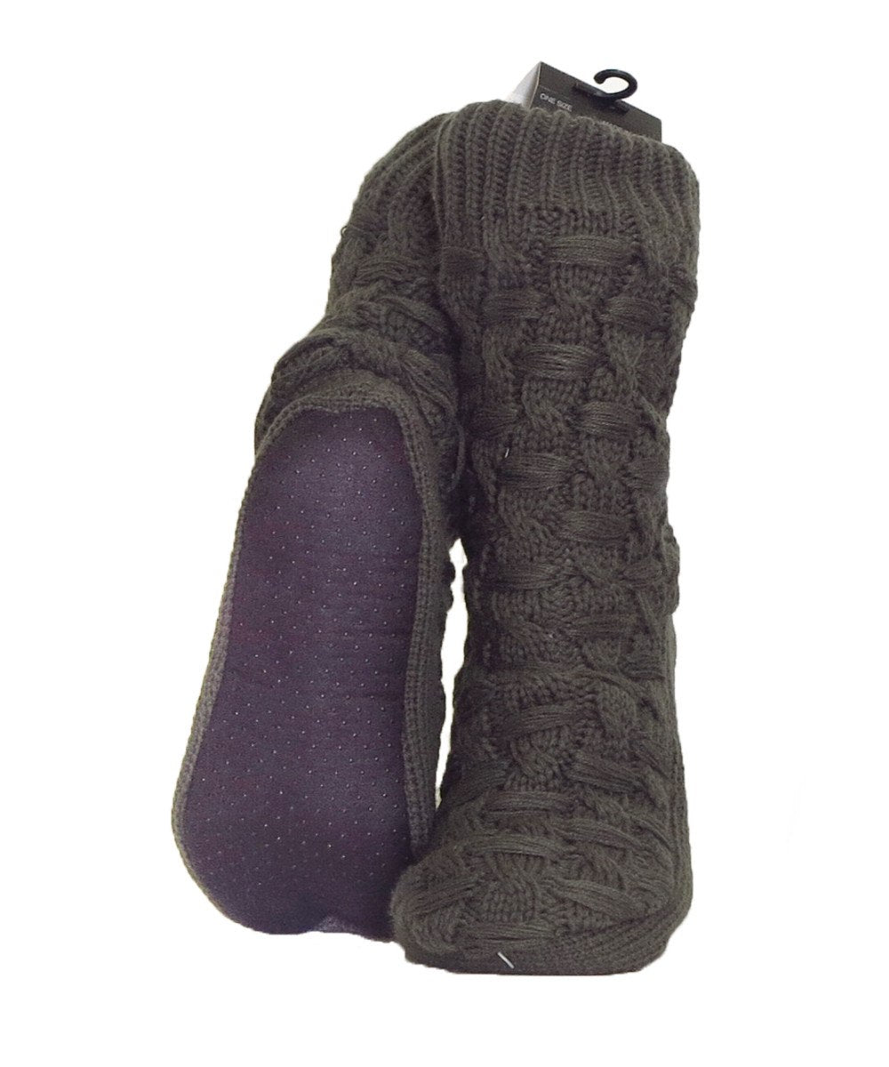 Woven Cable High-Cut Non-Skid Slippers : Color: Gray