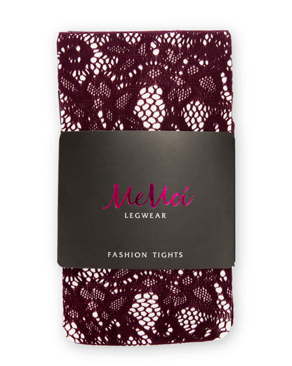 Women's Artistic Garden Nylon Net Tights : Color: Fig