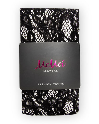 Women's Artistic Garden Nylon Net Tights : Color: Black