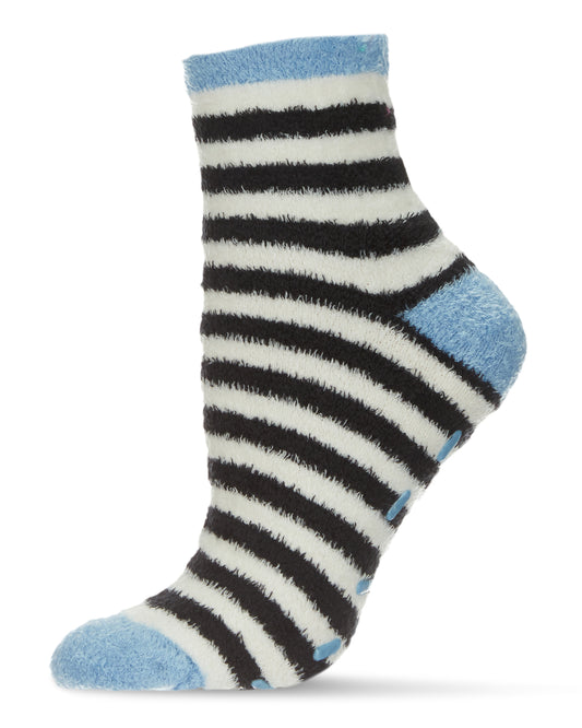 Colorblock Fuzzy Non-Skid Socks with Aloe : Color: Blue