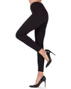 Quilted Patch Cotton Blend Mid Rise Fashion Leggings : Color: Black